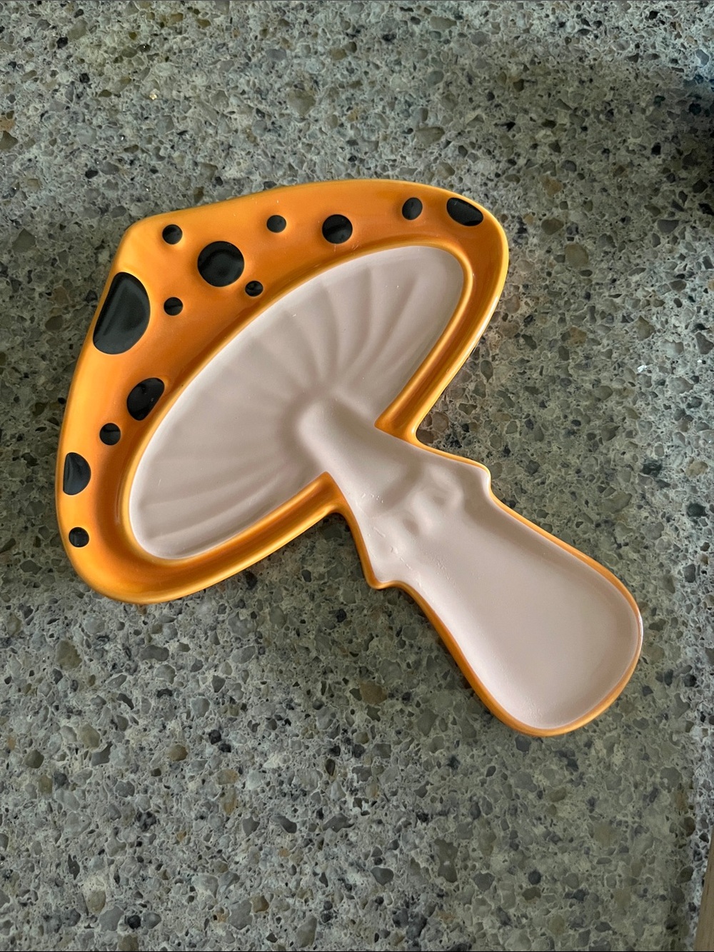 Ceramic Mushroom spoon rest in Orange and Blush